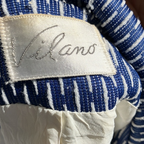 Vintage 60s 70s Navy and White Diamond Print Jacket and Dress Set - Picture 13 of 13